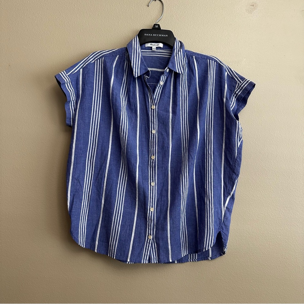 Madewell Central Shirt in Highley Stripe in Bluestone - Picture 4 of 10